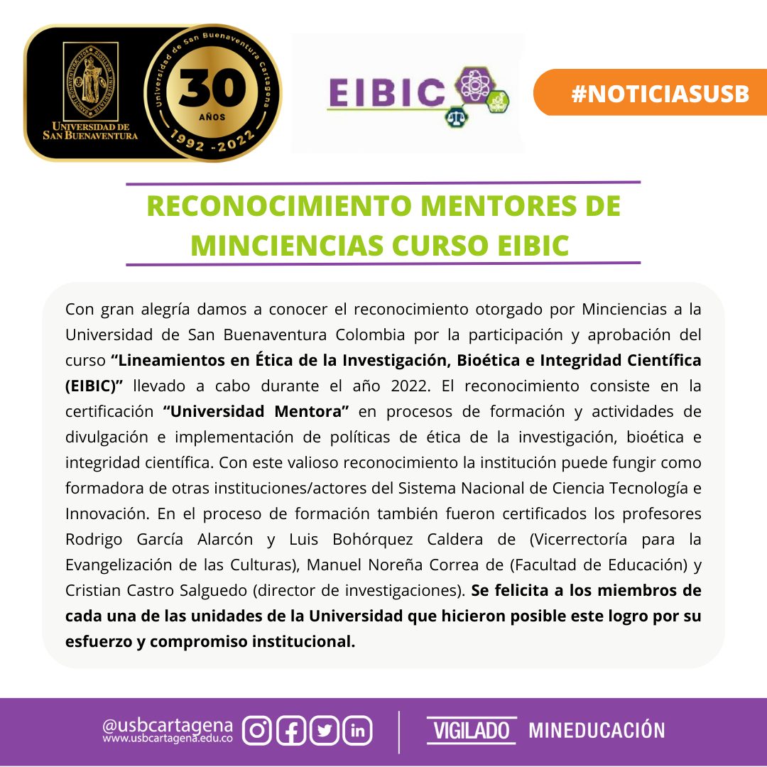 <strong>RECONOCIMIENTO MENTORES DE MINCIENCIAS CURSO EIBIC</strong>